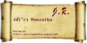 Jári Ruszalka névjegykártya